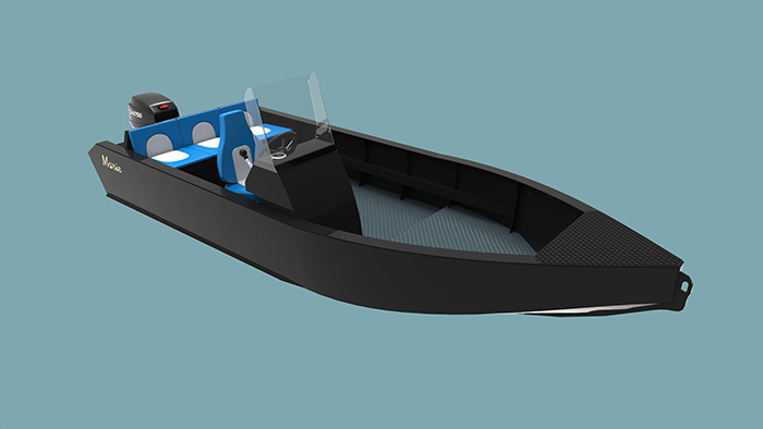 Пластиковая моторная лодка