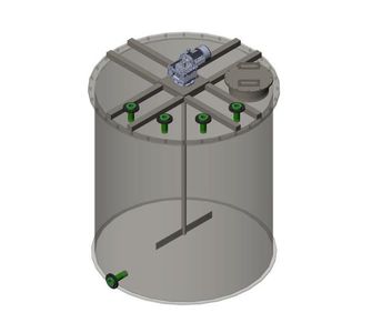 Реактор цилиндрический из полипропилена с мешалкой, плоское дно плоская крыша, под плотность среды не более 1300 кг/м3:, объем 0,63
